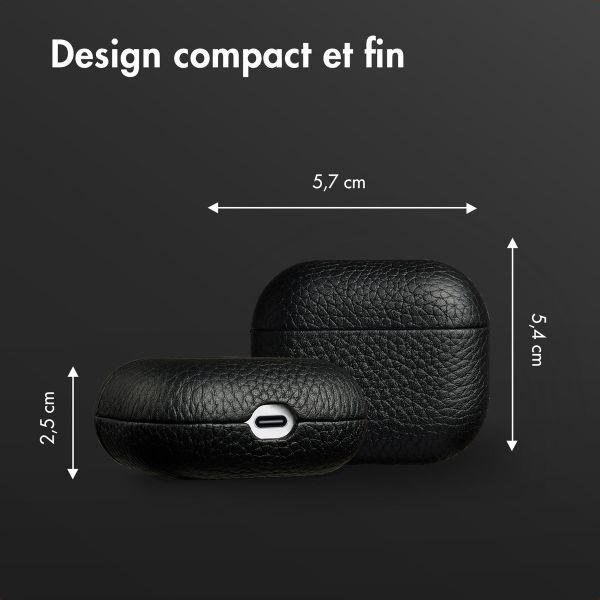 Accezz Coque en cuir véritable  Apple Airpods 3 - Noir