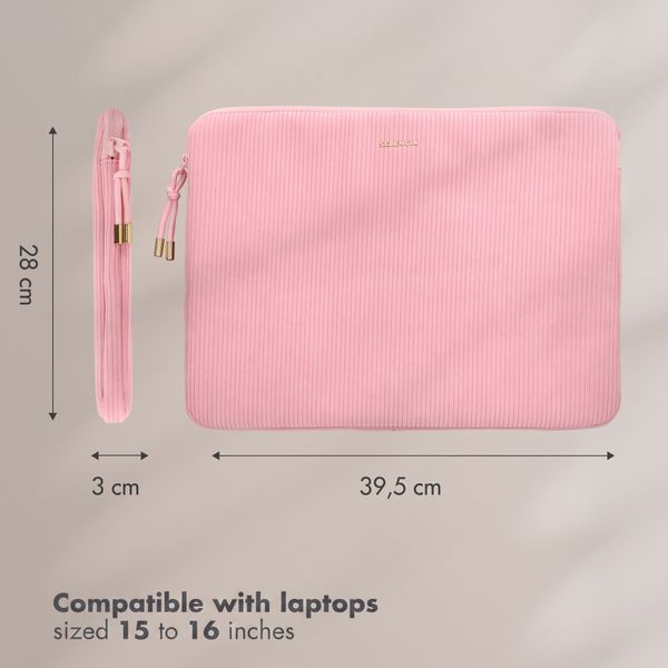 Selencia Pochette ordinateur Corduroy 15-16 pouces - Soft Blush