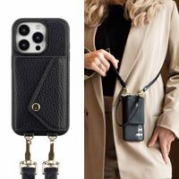 Selencia Coque de télephone Sera avec cordon et porte-cartes enveloppe Apple iPhone 16 Pro - Noir