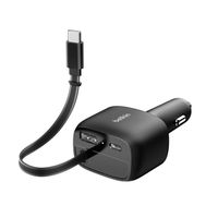 Belkin Chargeur de voiture BoostCharge avec câble rétractable USB-C/USB-A 75W - Noir