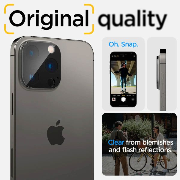 Spigen Optik Lens Protector - Protection complète de la caméra (lot de 2) Apple iPhone 14 Pro / 14 Pro Max - Noir
