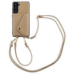 Selencia Coque de télephone Sera avec cordon et porte-cartes enveloppe Samsung Galaxy S21 FE - Taupe