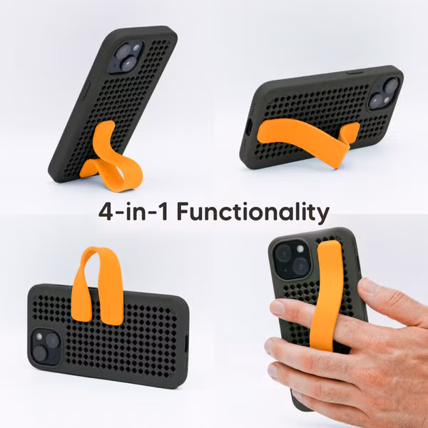 Callbuddy Coque avec strap Apple iPhone 17e / 16e / 15 / 14 / 13 - Camo Orange