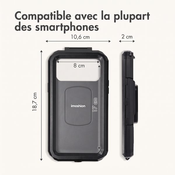 imoshion Support de téléphone premium pour vélo - Résistant aux éclaboussures - Rotation à 360° - Universel - Noir