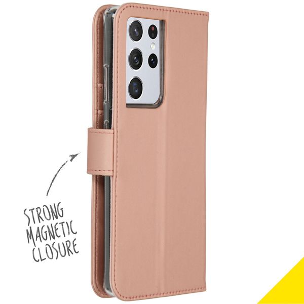 Accezz Étui de télephone Wallet Samsung Galaxy S21 Ultra - Rose Doré