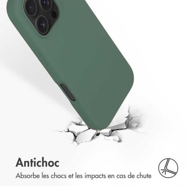 Accezz Coque Liquid Silicone avec MagSafe Apple iPhone 16 Pro - Vert foncé