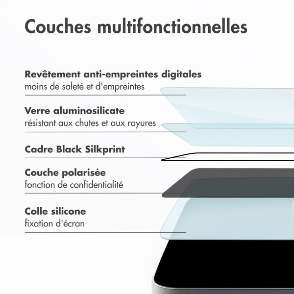 Accezz Protection d'écran en verre trempé avec filtre de confidentialité + Applicateur Apple iPhone 17 Pro