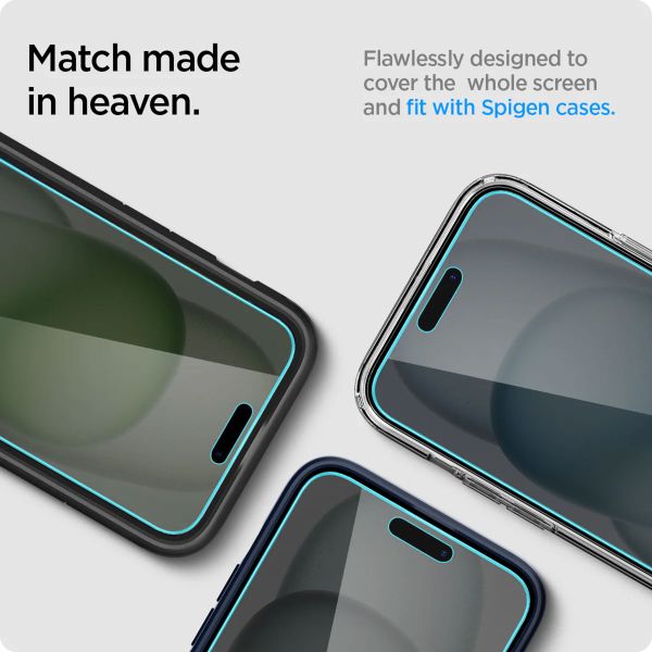 Spigen Protection d'écran en verre trempé GLAStR Privacy Applicator - lot de 2 Apple iPhone 16 Plus / 15 Plus