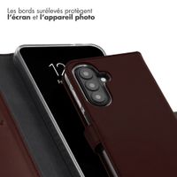 Selencia Étui portefeuille en cuir véritable Samsung Galaxy A27 (5G) - Marron foncé