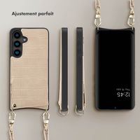 Selencia Coque de télephone Nova Croco avec cordon et porte-cartes Samsung Galaxy S24 - Beige