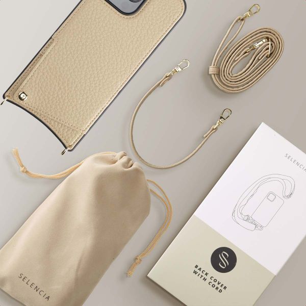 Selencia Coque de télephone Nova avec cordon et porte-cartes Apple iPhone 16 Pro Max - Beige