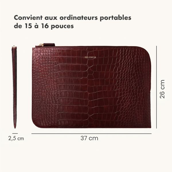 Selencia Pochette ordinateur Croco 15-16 pouces - Burgundy