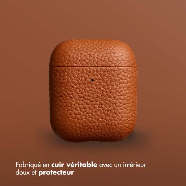 Accezz Coque en cuir véritable  Apple Airpods 1 / 2 - Cognac