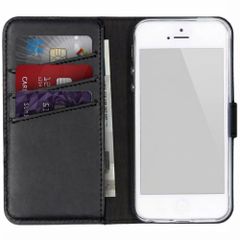 Selencia Étui portefeuille en cuir véritable Apple iPhone SE (2016) / 5 / 5s - Noir