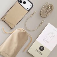 Selencia Coque de télephone Nova avec cordon et porte-cartes Apple iPhone 18 Pro Max / 17 Pro Max - Beige