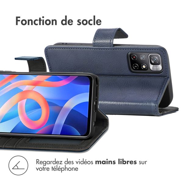 imoshion Étui de télephone portefeuille de luxe Xiaomi Redmi Note 11 (4G) / Note 11S (4G) - Bleu foncé