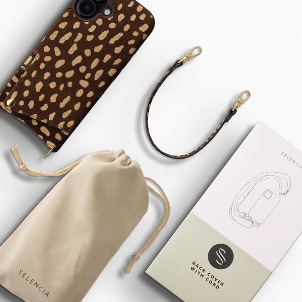 Selencia Nova coque arrière en cuir véritable avec porte-cartes Apple iPhone 17 - Fawn Chic