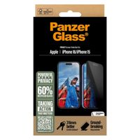 PanzerGlass Protection d'écran Privacy Ultra-Wide Fit Anti-bactérienne avec applicateur Apple iPhone 16
