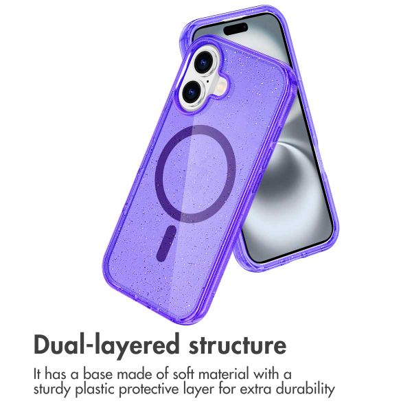 imoshion Coque Pailletée avec MagSafe Apple iPhone 16 - Paillettes Violet