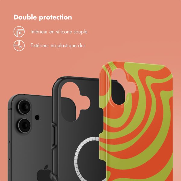 Selencia Coque arrière Vivid avec MagSafe Apple iPhone 16 - Wavy Swirl Orange Fern
