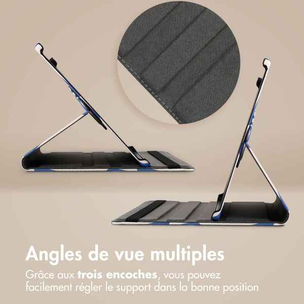 imoshion Coque Design rotatif à 360° Samsung Galaxy Tab S10 Ultra / Tab S9 Ultra - White Blue Stripes
