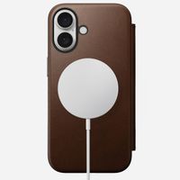 Nomad Étui de télephone portefeuille Modern Leather Folio Apple iPhone 16 - Marron
