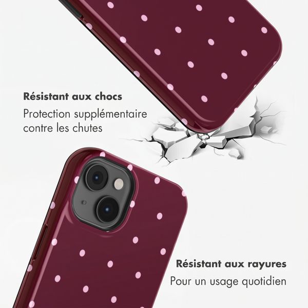 Selencia Coque arrière Vivid Apple iPhone 14 - Happy Dots Burgundy