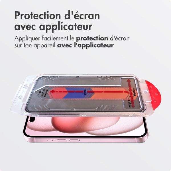 Accezz Protection d'écran en verre trempé avec filtre de confidentialité + Applicateur Apple iPhone 16 / 15
