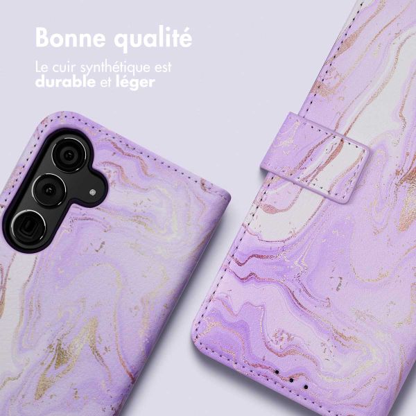 imoshion Étui de télephone portefeuille Design Samsung Galaxy S24 - Purple Marble
