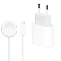 Apple Adaptateur secteur USB-C 20 W + câble de recharge rapide magnétique vers USB-C pour Apple Watch - 1 mètre - Blanc