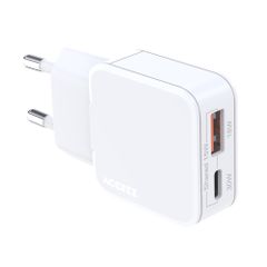 Accezz Chargeur GaN Ultra Slim - USB-C + USB-A - 30 W - Blanc