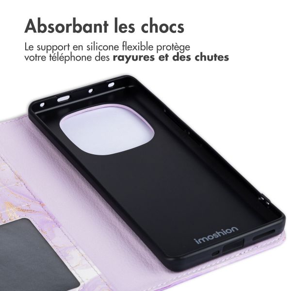 imoshion Étui de télephone portefeuille Design Xiaomi Redmi Note 14 Pro (5G) / 14 Pro Plus (5G) - Purple Marble