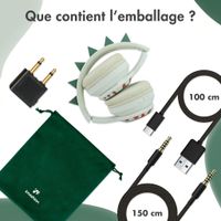 imoshion Casque sans fil pour enfants Dino LED Light - Limiteur de décibels - Avec câble AUX - Brown / Orange