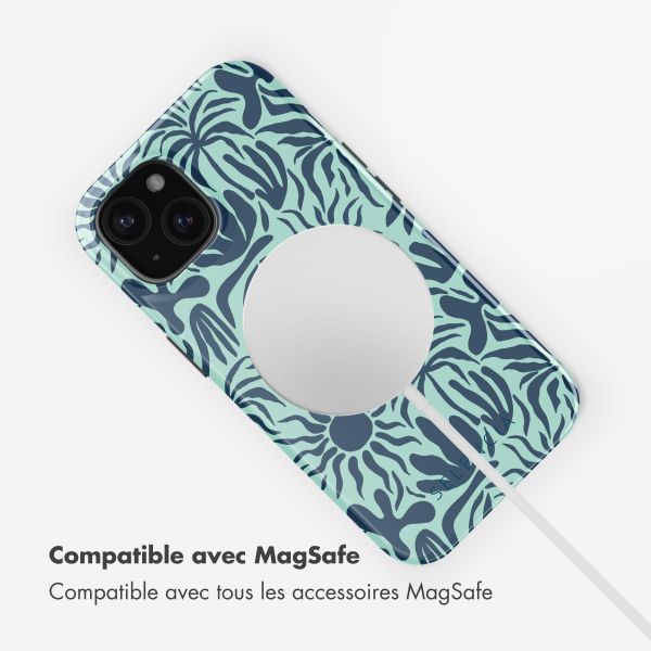 Selencia Coque arrière Vivid avec MagSafe Apple iPhone 15 - Tropical Vibes Light Blue