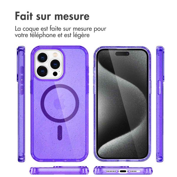 imoshion Coque Pailletée avec MagSafe Apple iPhone 15 Pro - Paillettes Violet