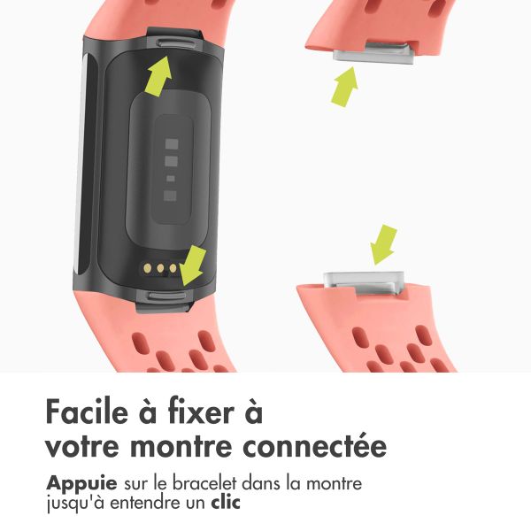 imoshion Bracelet sport en silicone avec boucle Fitbit Charge 5 / 6 - Peach