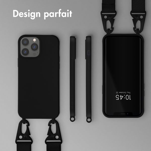 Selencia Coque silicone avec cordon amovible Apple iPhone 13 Pro Max - Noir