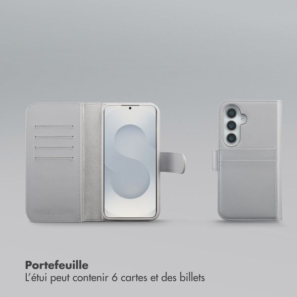 Selencia Étui portefeuille amovible Olyn avec MagSafe Samsung Galaxy S25 / S24 - Gris