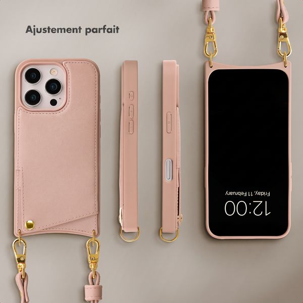 Selencia Coque de télephone Nova avec cordon et porte-cartes Apple iPhone 16 Pro - Dusty Rose