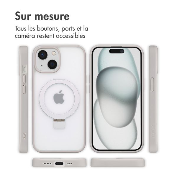 Accezz Coque Ring Stand avec MagSafe Apple iPhone 15 - Gris