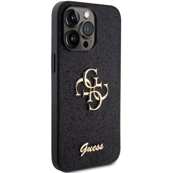 Guess Coque 4G Metal Logo Glitter Apple iPhone 15 Pro Max - Noir