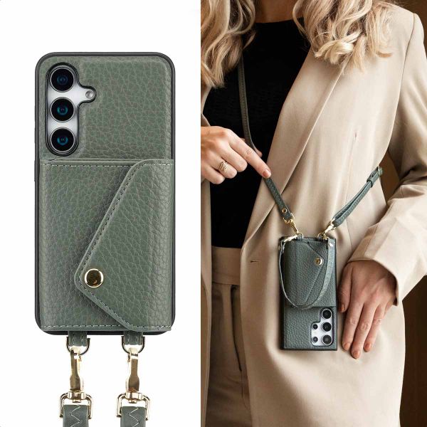 Selencia Coque de télephone Sera avec cordon et porte-cartes enveloppe Samsung Galaxy S25 / S24 - Sage Green