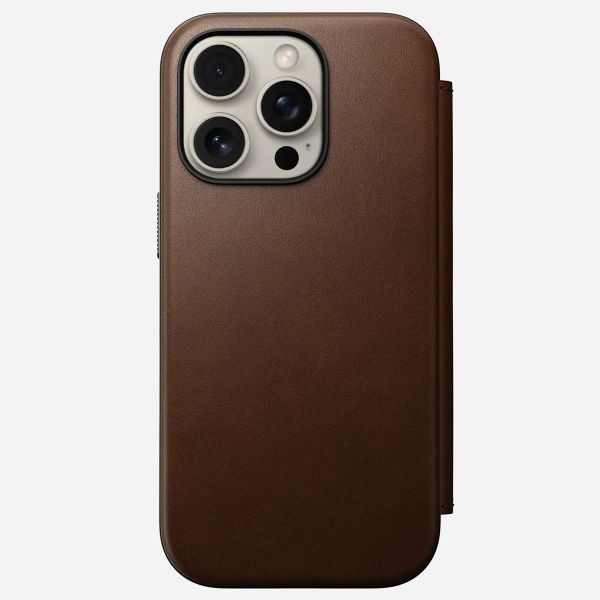 Nomad Étui de télephone portefeuille Modern Leather Folio Apple iPhone 16 Pro - Marron