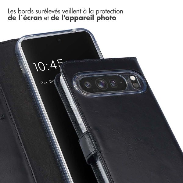 Selencia Étui portefeuille en cuir véritable Google Pixel 9 Pro XL - Noir