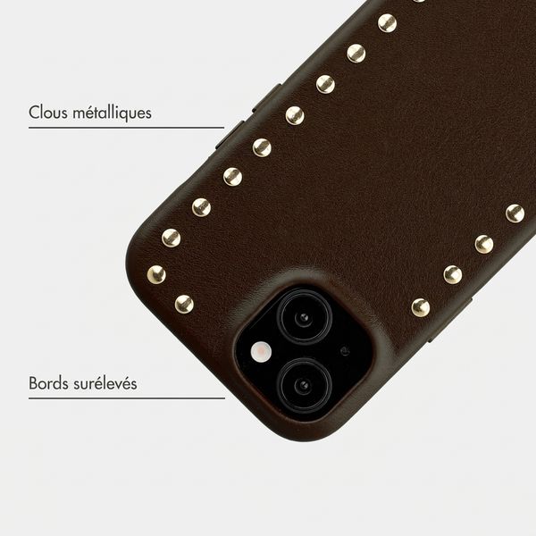 Selencia Coque arrière Studs avec MagSafe Apple iPhone 15 - Cacao Crush