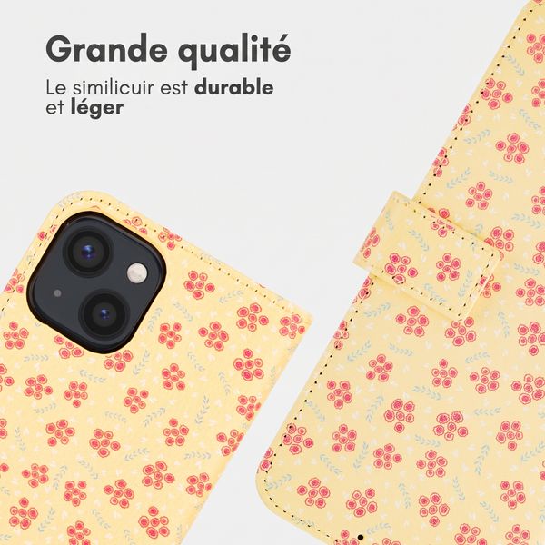 imoshion Étui de télephone portefeuille Design Apple iPhone 13 - Sunny Yellow Petite Flowers