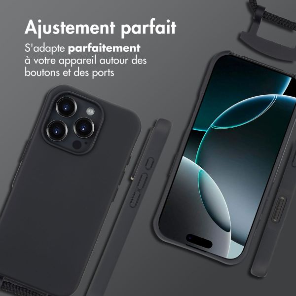 imoshion Coque arrière Color avec cordon amovible et MagSafe Apple iPhone 16 Pro - Noir