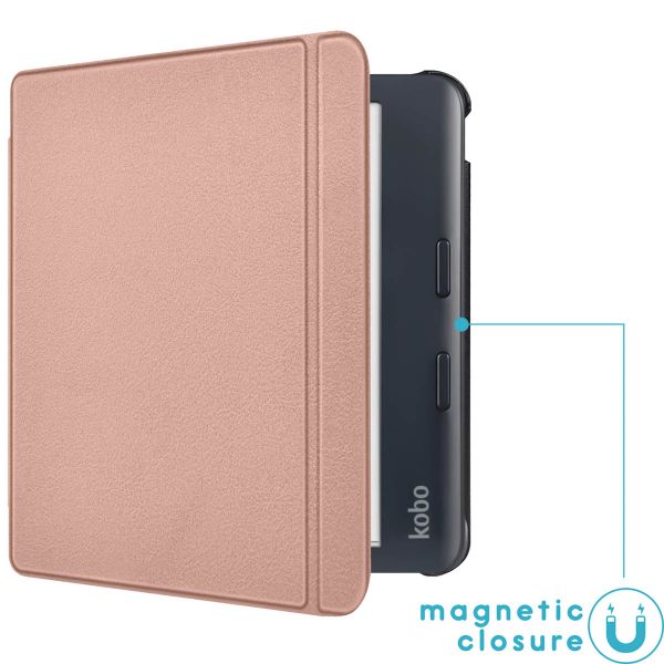imoshion Étui de liseuse portefeuille Slim Hard Kobo Libra Colour - Rose Doré