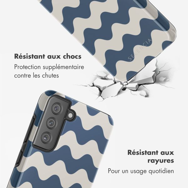 Selencia Coque arrière Vivid Samsung Galaxy S21 FE - Wave Vibes Classic Blue