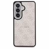 Guess Coque arrière en cuir 4G avec MagSafe Samsung Galaxy S26 - Gold Edge - Pink